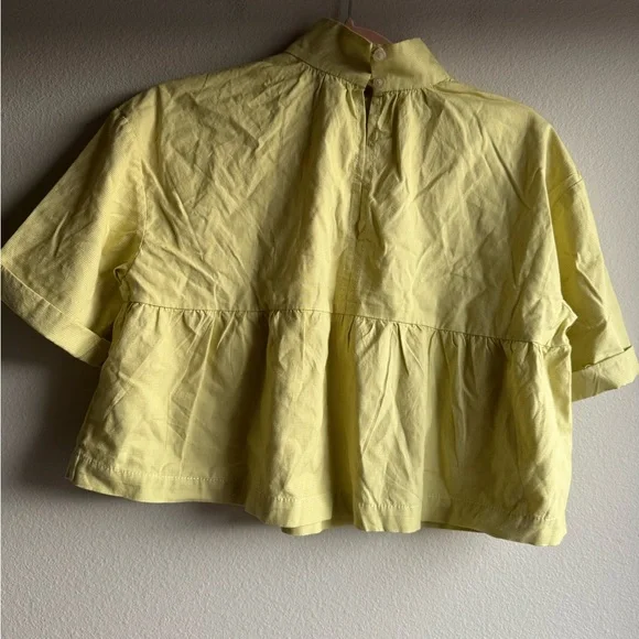 Everlane Boxy Mock Neck Crop Top Yellow Cotton size small - Picture 3 of 5